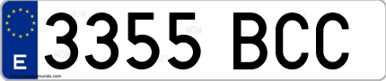 Ejemplo de matrícula de coche ordinaria 3355 BCC