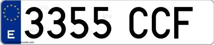 Ejemplo de matrícula de coche ordinaria 3355 CCF