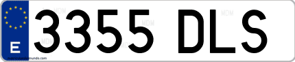 Ejemplo de matrícula de coche ordinaria 3355 DLS