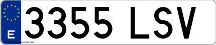 Ejemplo de matrícula española 3355 LSV
