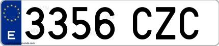 Ejemplo de matrícula española 3356 CZC