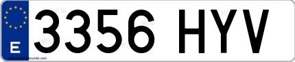 Ejemplo de matrícula española 3356 HYV