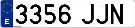 Ejemplo de matrícula española 3356 JJN