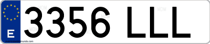 Ejemplo de matrícula de coche ordinaria 3356 LLL