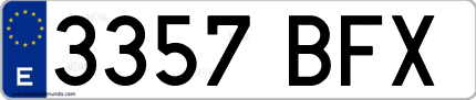 Ejemplo de matrícula de coche ordinaria 3357 BFX