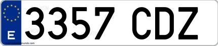 Ejemplo de matrícula española 3357 CDZ