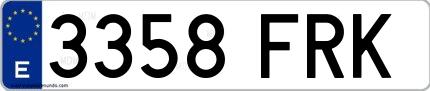 Ejemplo de matrícula española 3358 FRK