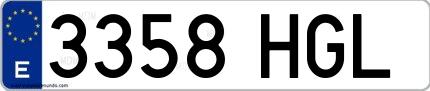 Ejemplo de matrícula española 3358 HGL