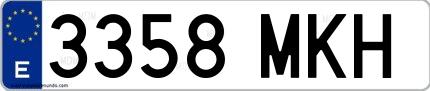 Ejemplo de matrícula española 3358 MKH
