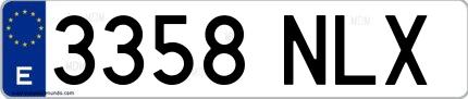 Ejemplo de matrícula española 3358 NLX