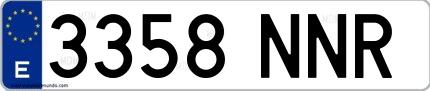 Ejemplo de matrícula española 3358 NNR