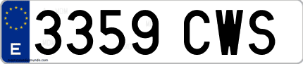 Ejemplo de matrícula de coche ordinaria 3359 CWS