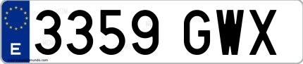 Ejemplo de matrícula española 3359 GWX