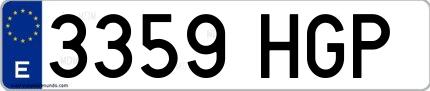 Ejemplo de matrícula española 3359 HGP