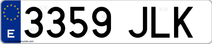 Ejemplo de matrícula de coche ordinaria 3359 JLK