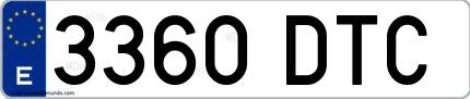 Ejemplo de matrícula de coche ordinaria 3360 DTC