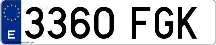 Ejemplo de matrícula de coche ordinaria 3360 FGK