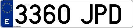 Ejemplo de matrícula española 3360 JPD