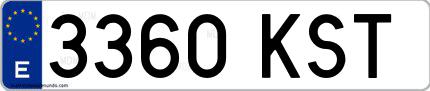 Ejemplo de matrícula española 3360 KST