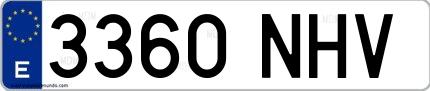 Ejemplo de matrícula española 3360 NHV