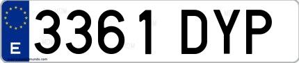 Ejemplo de matrícula española 3361 DYP