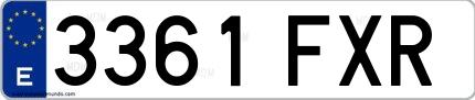 Ejemplo de matrícula de coche ordinaria 3361 FXR