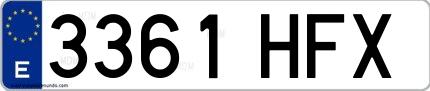Ejemplo de matrícula española 3361 HFX