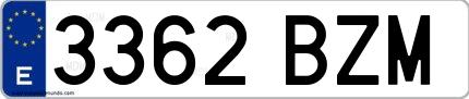 Ejemplo de matrícula española 3362 BZM