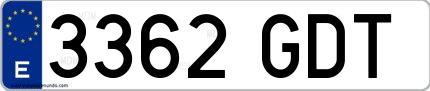 Ejemplo de matrícula española 3362 GDT
