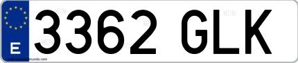 Ejemplo de matrícula española 3362 GLK