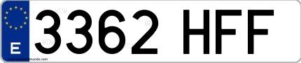 Ejemplo de matrícula de coche ordinaria 3362 HFF