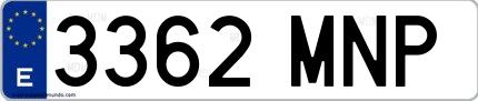 Ejemplo de matrícula española 3362 MNP