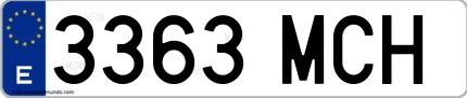 Ejemplo de matrícula española 3363 MCH