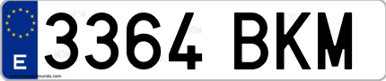Ejemplo de matrícula de coche ordinaria 3364 BKM