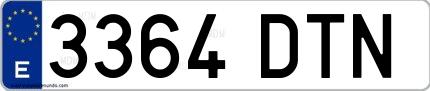 Ejemplo de matrícula española 3364 DTN