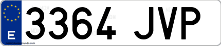 Ejemplo de matrícula de coche ordinaria 3364 JVP