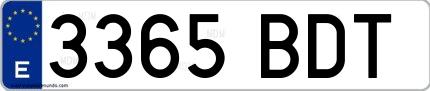 Ejemplo de matrícula española 3365 BDT