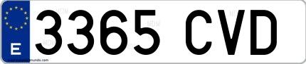 Ejemplo de matrícula española 3365 CVD