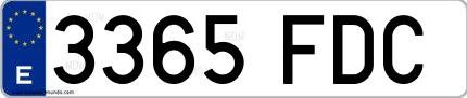 Ejemplo de matrícula española 3365 FDC