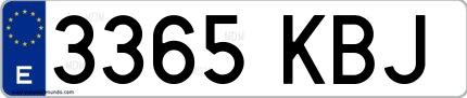Ejemplo de matrícula española 3365 KBJ