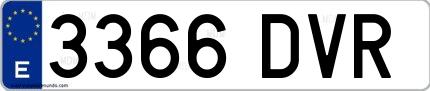 Ejemplo de matrícula española 3366 DVR