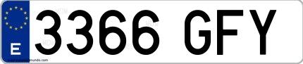 Ejemplo de matrícula española 3366 GFY