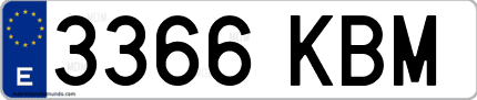 Ejemplo de matrícula de coche ordinaria 3366 KBM