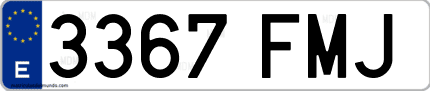 Ejemplo de matrícula de coche ordinaria 3367 FMJ