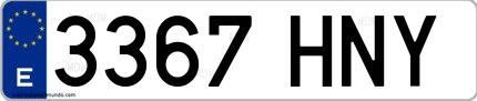 Ejemplo de matrícula española 3367 HNY