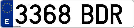Ejemplo de matrícula de coche ordinaria 3368 BDR
