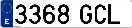 Ejemplo de matrícula española 3368 GCL
