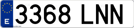 Ejemplo de matrícula de coche ordinaria 3368 LNN