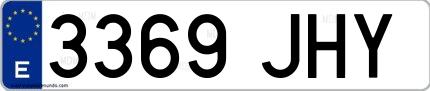 Ejemplo de matrícula española 3369 JHY
