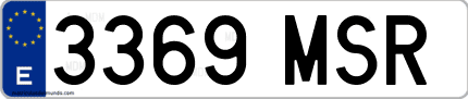 Ejemplo de matrícula de coche ordinaria 3369 MSR